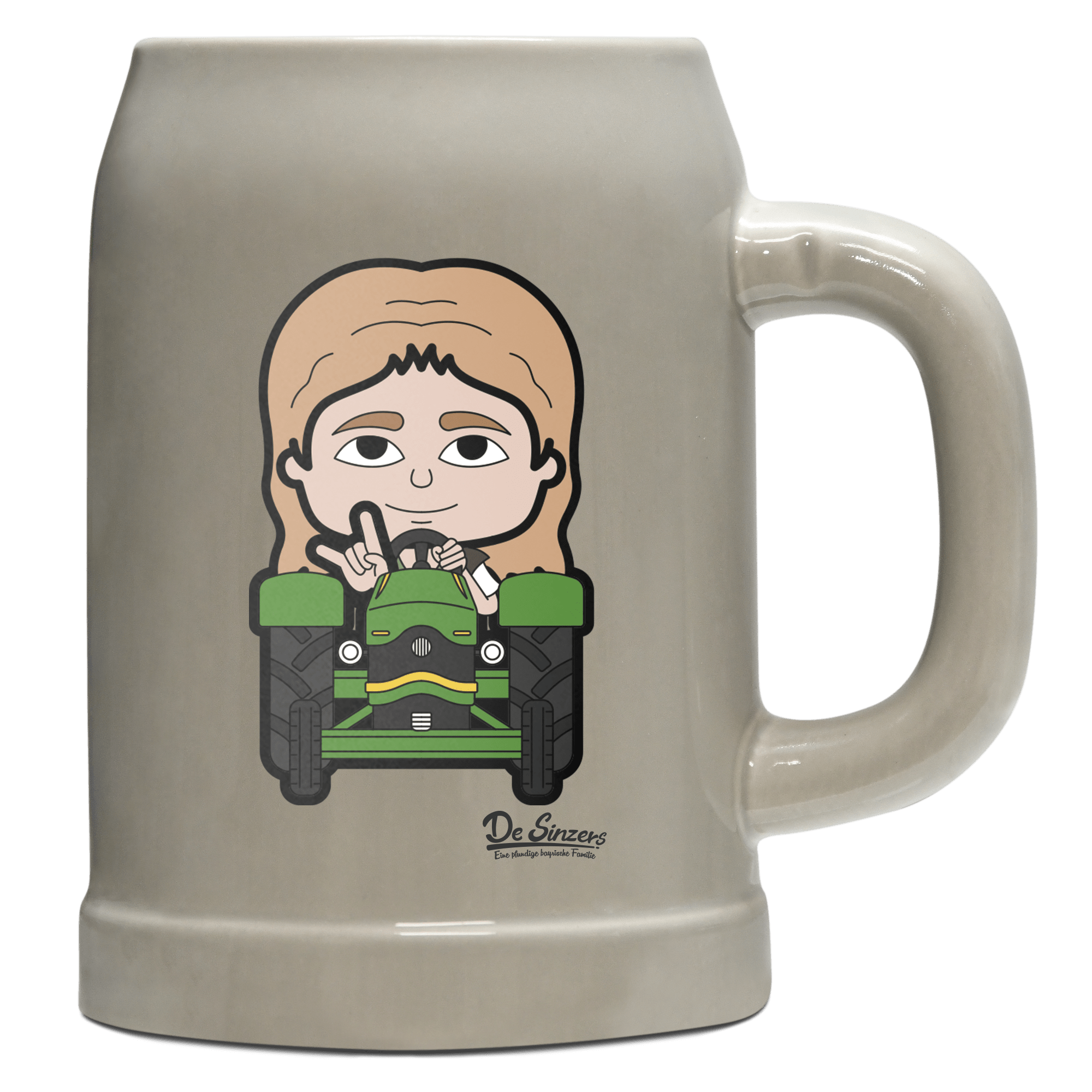 Die Sinzerin Bulldog Bierkrug 500ml Grau Watzmann Front