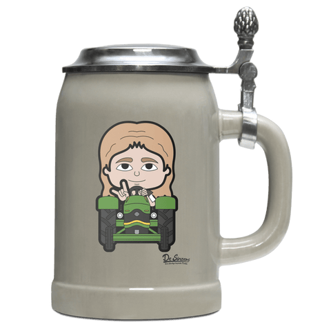 Die Sinzerin Bulldog Bierkrug 500ml Grau mit Deckel Hocheck Front