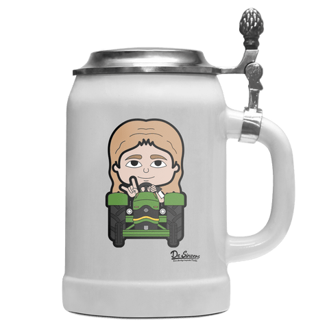 Die Sinzerin Bulldog Bierkrug 500ml Weiss mit Deckel Wetterspitzen Front