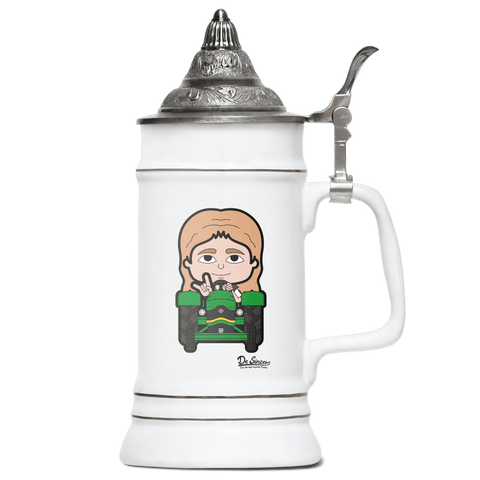 Die Sinzerin Bulldog Bierkrug 500ml Weiss mit Spitzdeckel Wendelstein Front