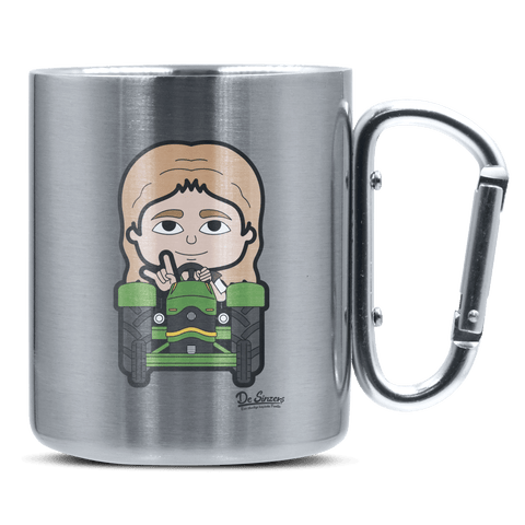 Die Sinzerin Bulldog Edelstahl Kaffeetasse silberer Karabiner 320ml Grosser Traithen Front