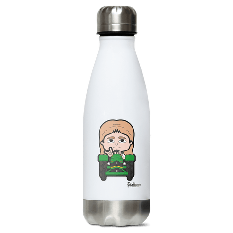 Die Sinzerin Bulldog Edelstahl Thermoflasche 350ml Weiss Silber Kreuzspitze Front