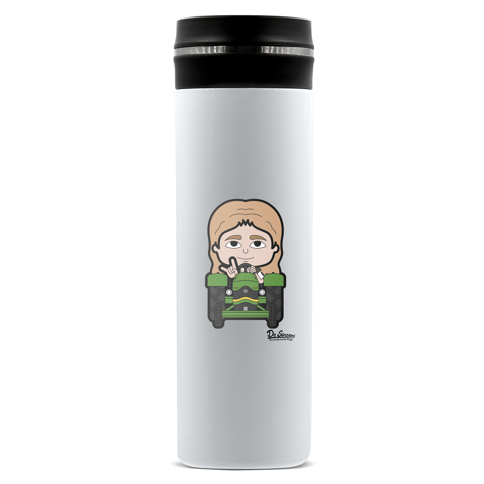 Die Sinzerin Bulldog Edelstahl Thermoflasche 450ml Weiss Geigelstein Front