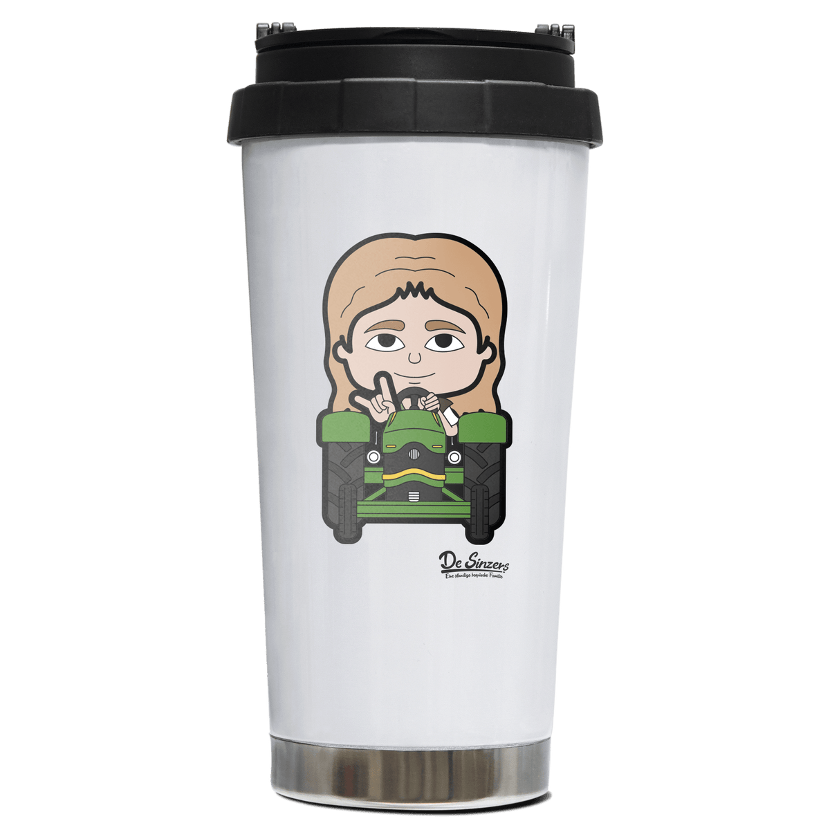 Die Sinzerin Bulldog Edelstahl Trinkbecher To Go 470ml Weiss Wildbarren Front