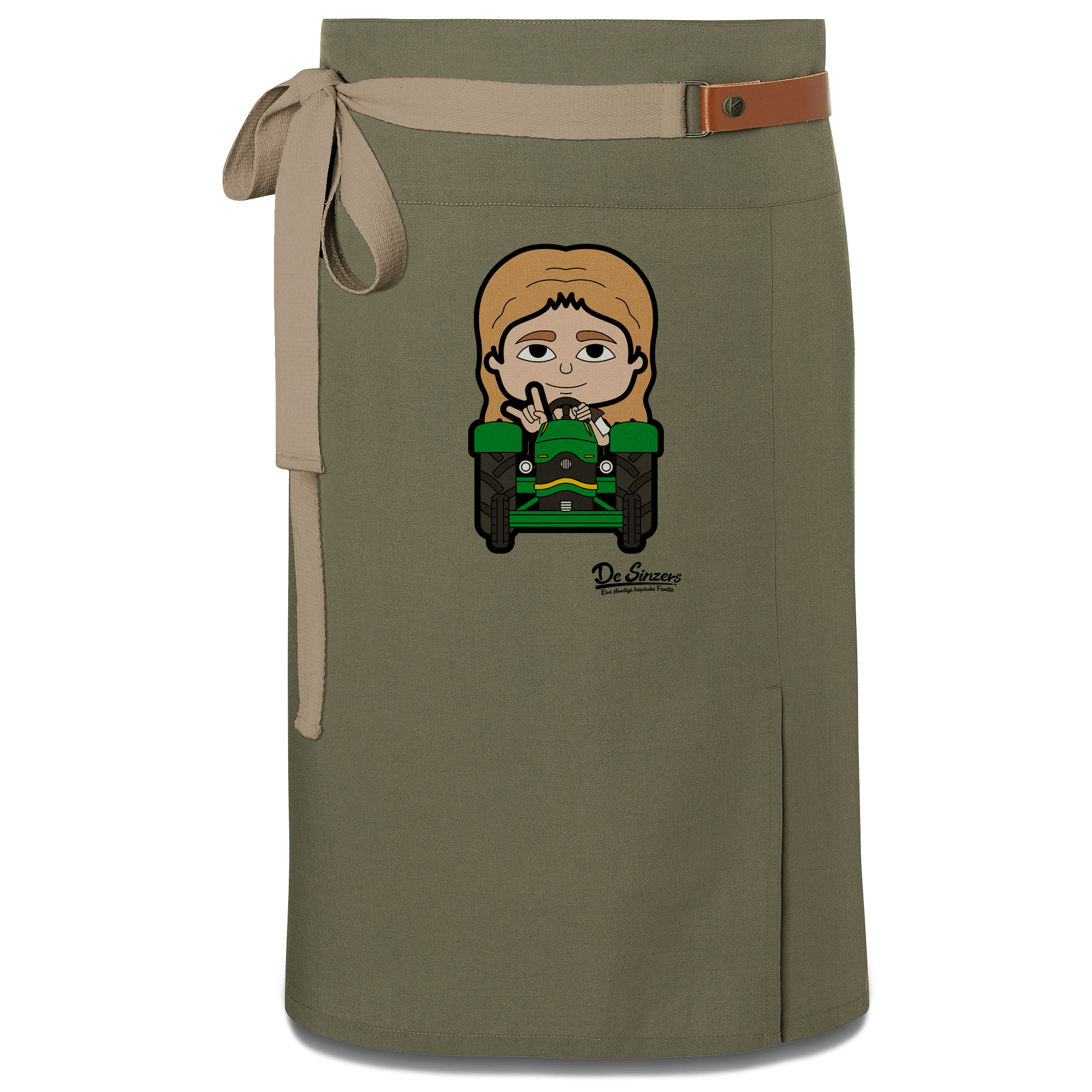 Die Sinzerin Bulldog Schuerze Vorbinder Gruen Langhausen Front
