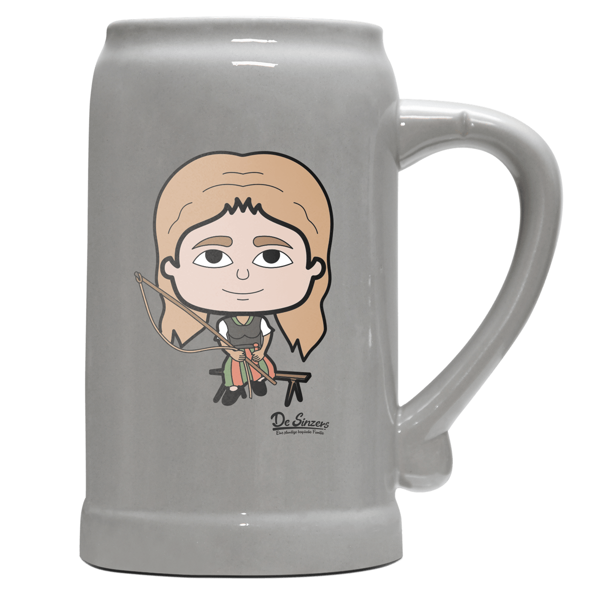 Die Sinzerin Goaßlschnoizer Bierkrug 1000ml Grau Zugspitze Front