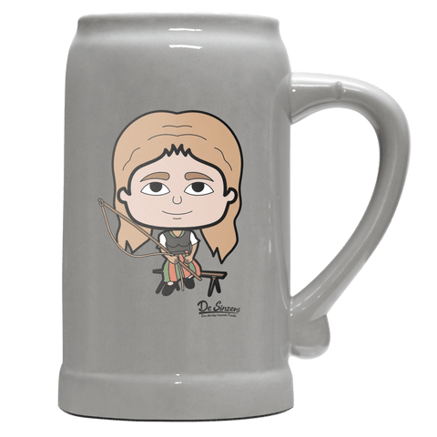 Die Sinzerin Goaßlschnoizer Bierkrug 1000ml Grau Zugspitze Front