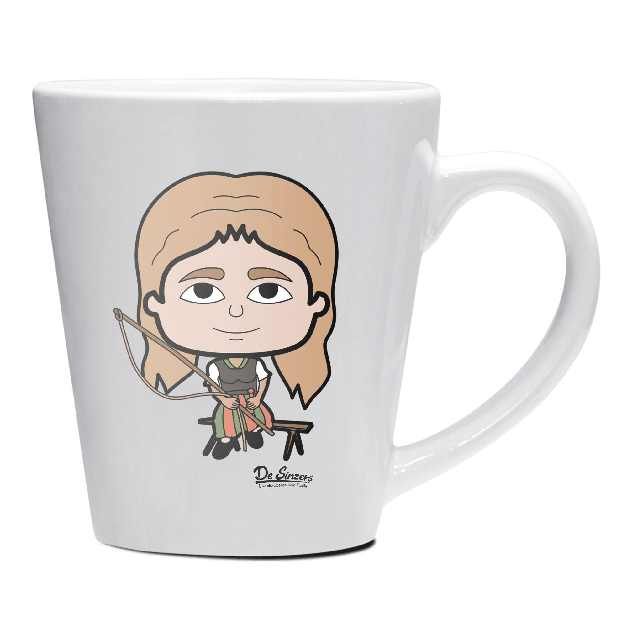 Die Sinzerin Goasslschnoizer Keramik Kaffeetasse 200ml Weiss Herzogstand Front