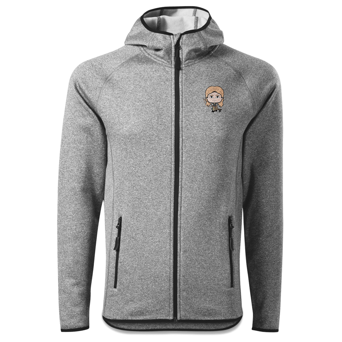 Die Sinzerin Goasslschnoizer Stretch Fleece Herren Grau Meliert Oed Front
