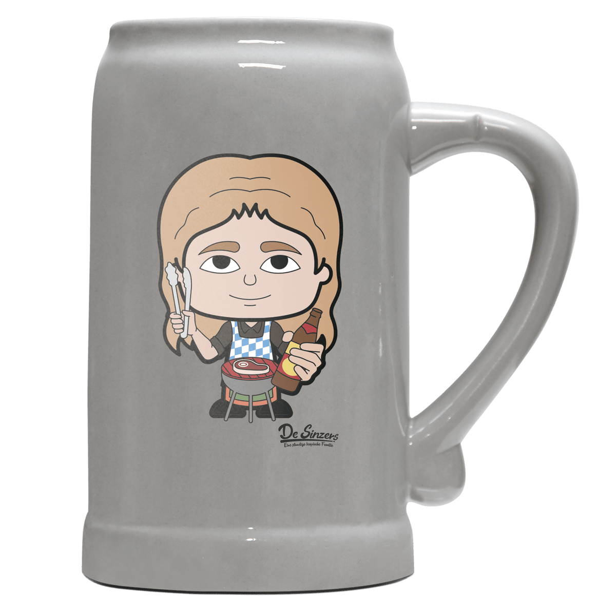 Die Sinzerin Griller Bierkrug 1000ml Grau Zugspitze Front