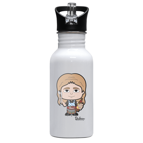 Die Sinzerin Griller Edelstahl Trinkflasche mit klappbarem Mundstueck 500ml Weiss Rotwand Front