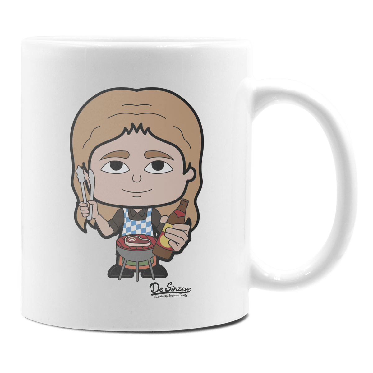 Die Sinzerin Griller Keramik Kaffeetasse 330ml Weiss Rampoldplatte Front