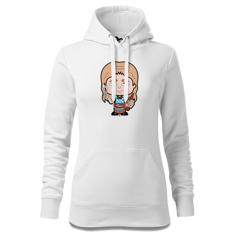 Die Sinzerin Griller Sweatshirt Hoody Damen Weiss Eckenholz Front