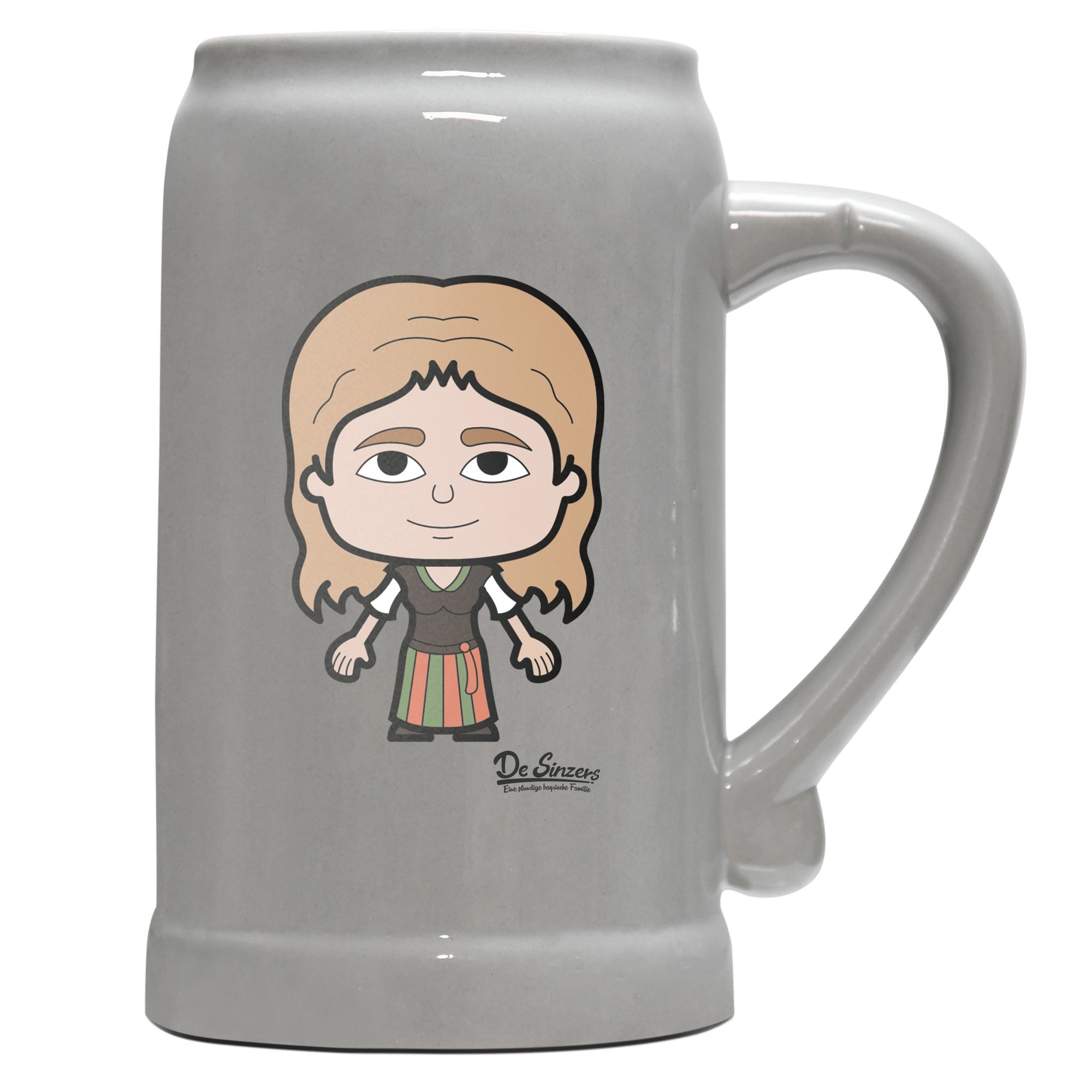 Die Sinzerin Grundfiguren Bierkrug 1000ml Grau Zugspitze Front