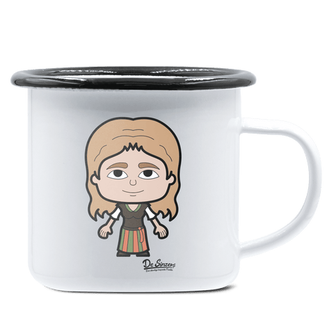 Die Sinzerin Grundfiguren Emaille Tasse 375ml Weiss Schwarz Hochries Front