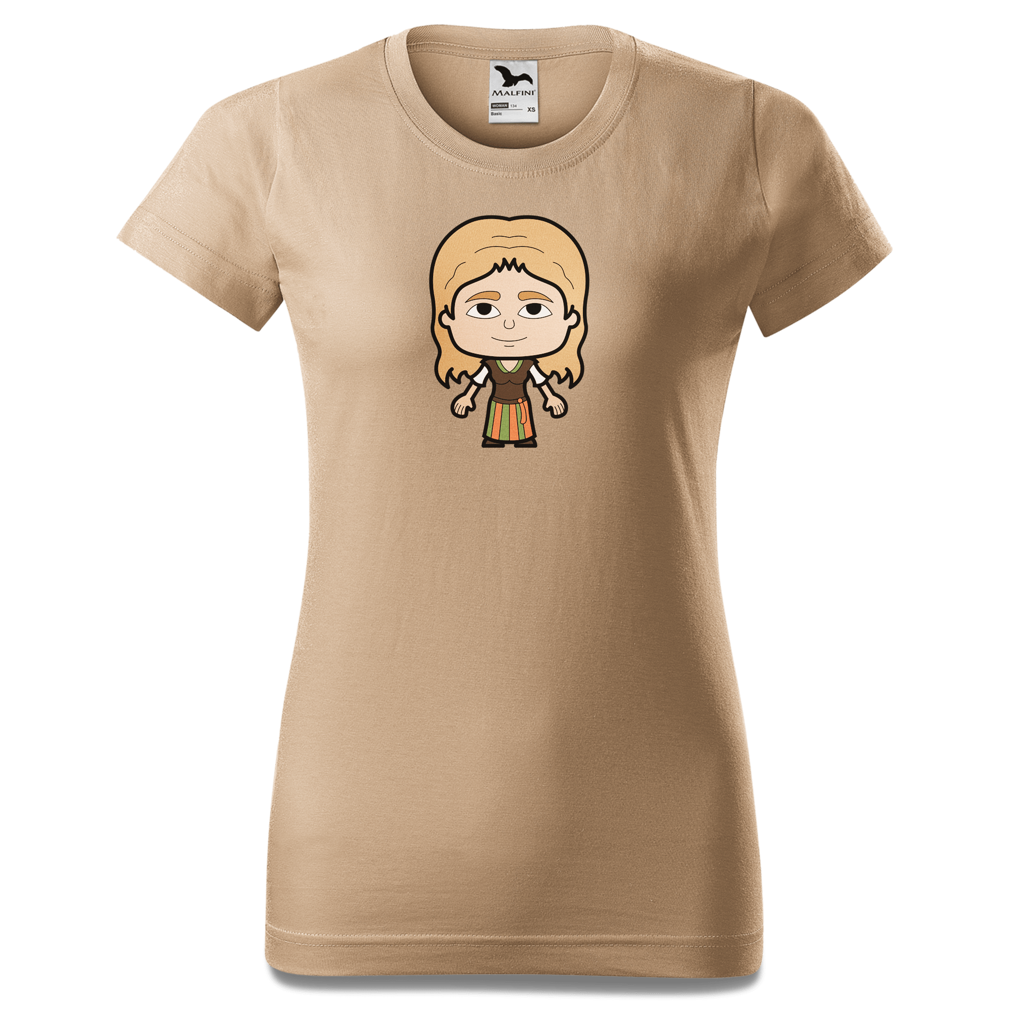 Die Sinzerin Grundfiguren T Shirt Damen Sand Entleiten Front
