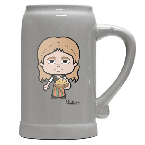 Die Sinzerin Leberkassemmel Bierkrug 1000ml Grau Zugspitze Front