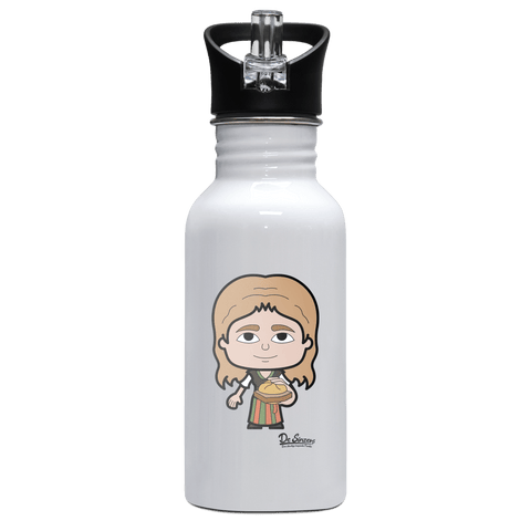 Die Sinzerin Leberkassemmel Edelstahl Trinkflasche mit klappbarem Mundstueck 500ml Weiss Rotwand Front