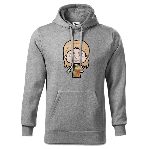 Die Sinzerin Leberkassemmel Sweatshirt Hoody Herren Grau Meliert Pulvermuehle Front