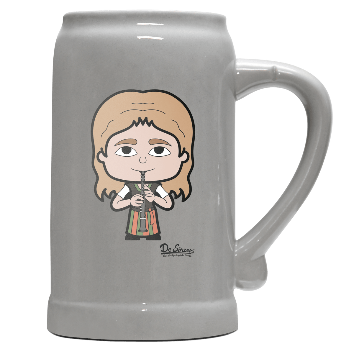 Die Sinzerin Musikinstrumente Bierkrug 1000ml Grau Zugspitze Front