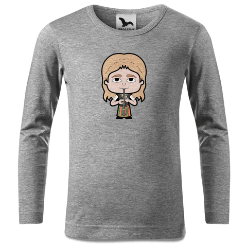 Die Sinzerin Musikinstrumente Longsleeve Kinder Grau Meliert Waldering Front