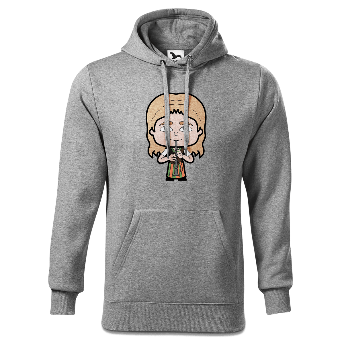 Die Sinzerin Musikinstrumente Sweatshirt Hoody Herren Grau Meliert Pulvermuehle Front