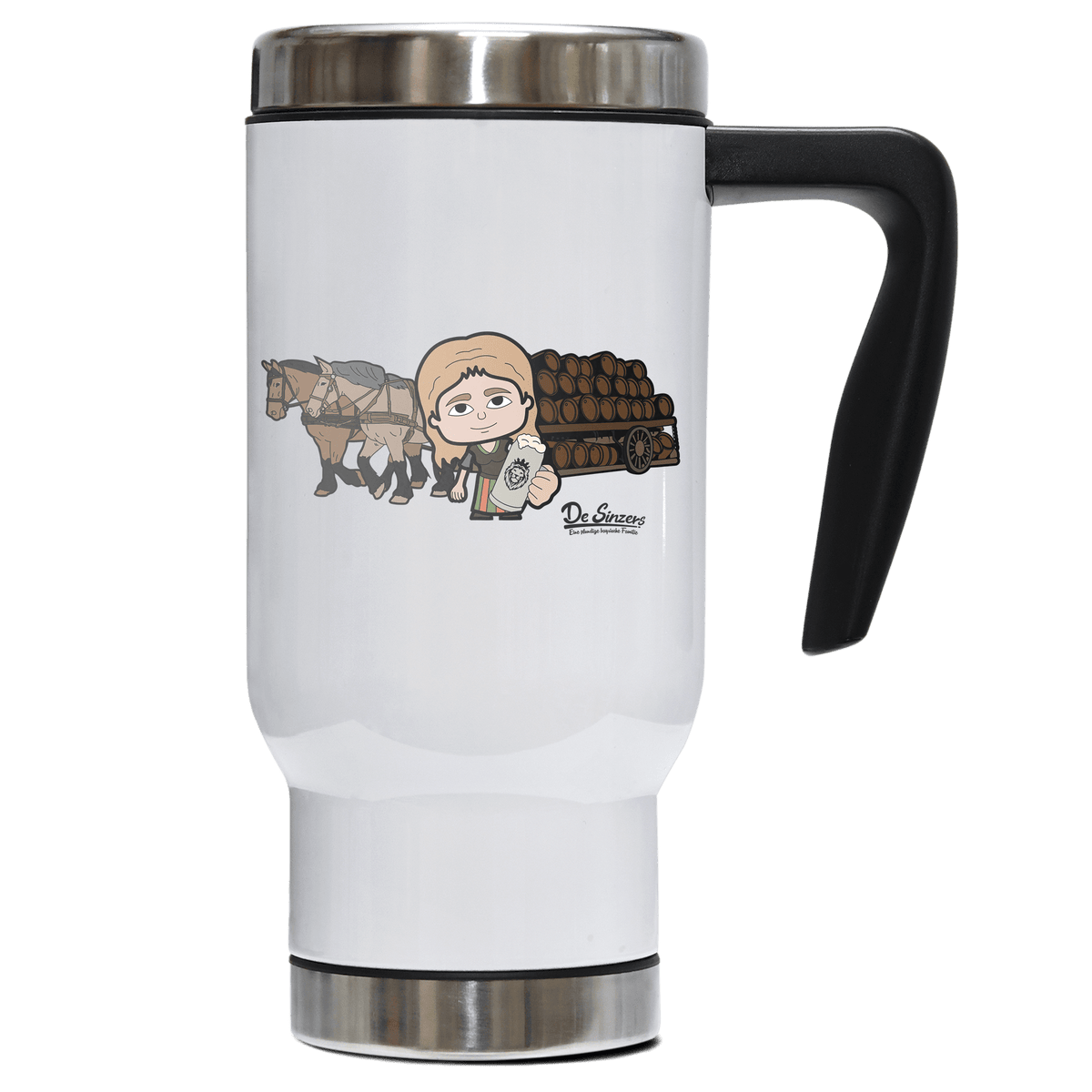 Die Sinzerin Pferdegespann Edelstahl Thermobecher To Go 500ml Weiss Kindlwand Front