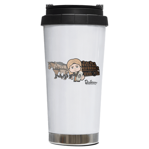 Die Sinzerin Pferdegespann Edelstahl Trinkbecher To Go 470ml Weiss Wildbarren Front