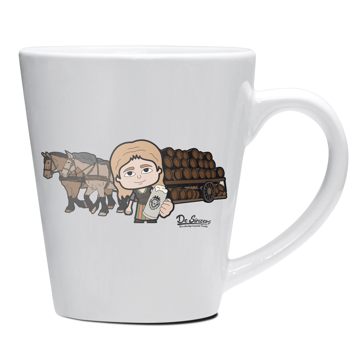 Die Sinzerin Pferdegespann Keramik Kaffeetasse 200ml Weiss Herzogstand Front