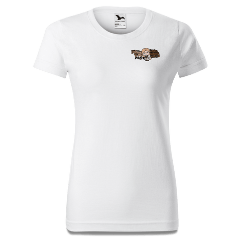 Die Sinzerin Pferdegespann T Shirt Damen Weiss Kragling Front