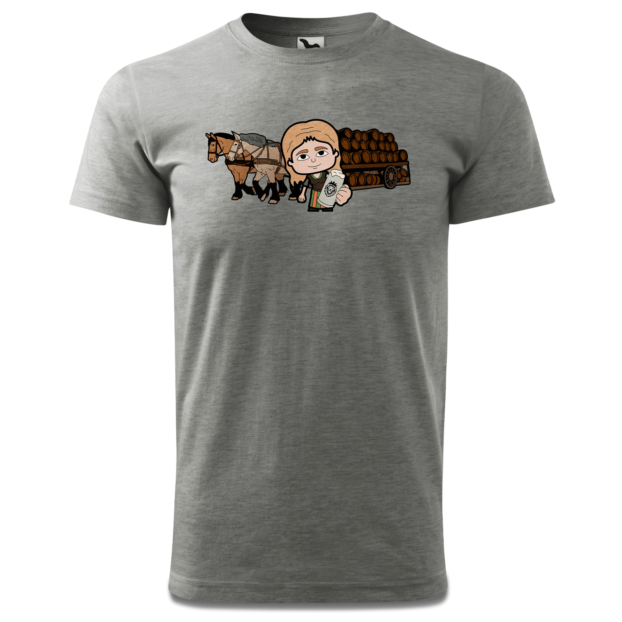 Die Sinzerin Pferdegespann T Shirt Herren Grau Meliert Hofau Front