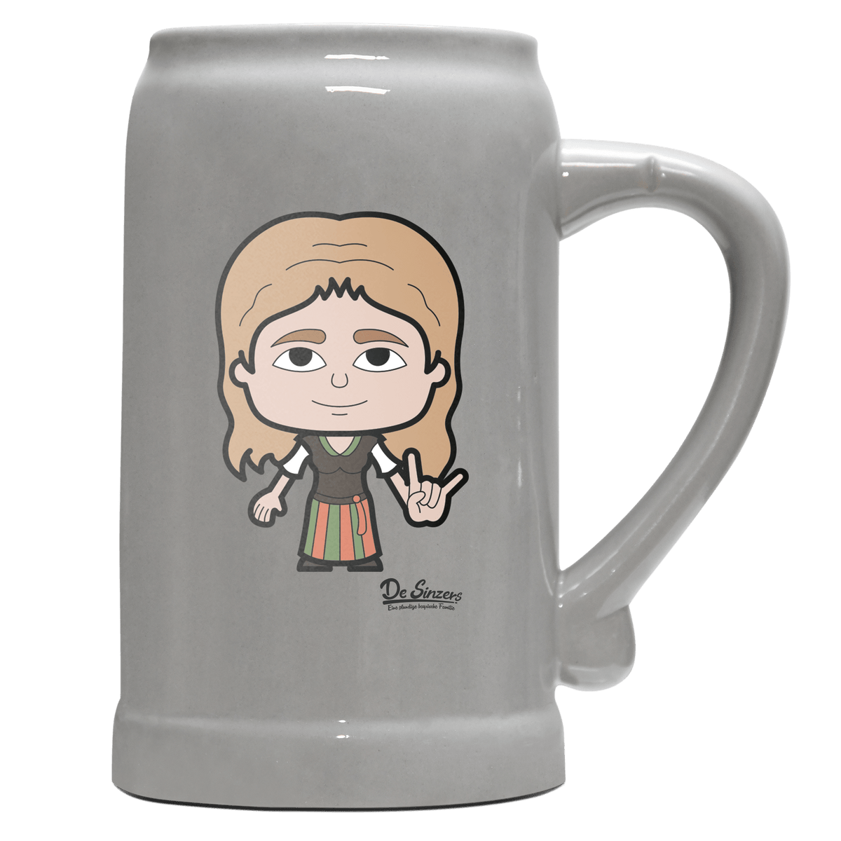 Die Sinzerin Rocking Fingers Bierkrug 1000ml Grau Zugspitze Front
