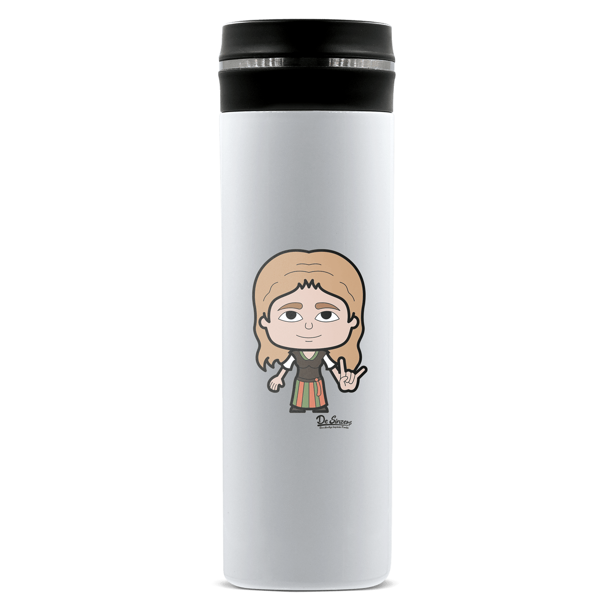 Die Sinzerin Rocking Fingers Edelstahl Thermoflasche 450ml Weiss Geigelstein Front