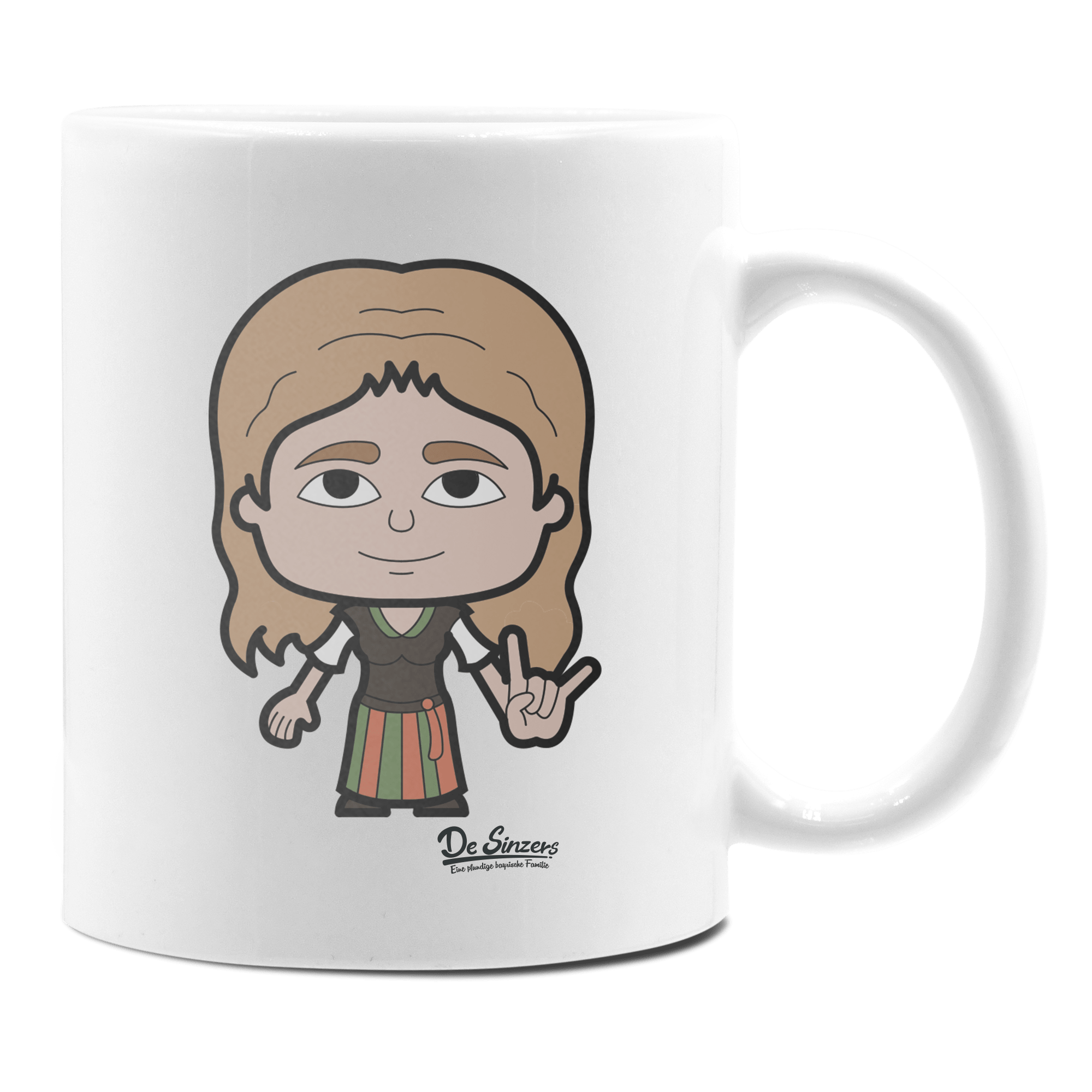 Die Sinzerin Rocking Fingers Keramik Kaffeetasse 330ml Weiss Rampoldplatte Front