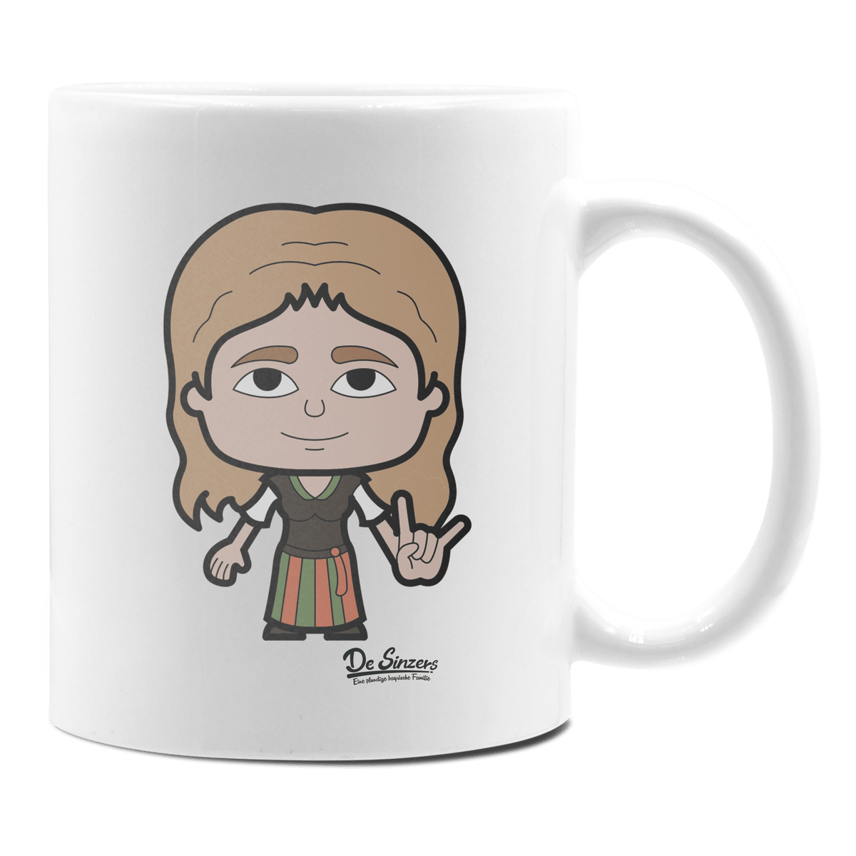 Die Sinzerin Rocking Fingers Keramik Kaffeetasse 330ml Weiss Rampoldplatte Front