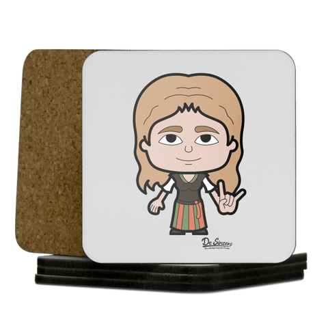 Die Sinzerin Rocking Fingers Korkuntersetzer 5er Set 95 x 95 mm Weiss Karkopf Front