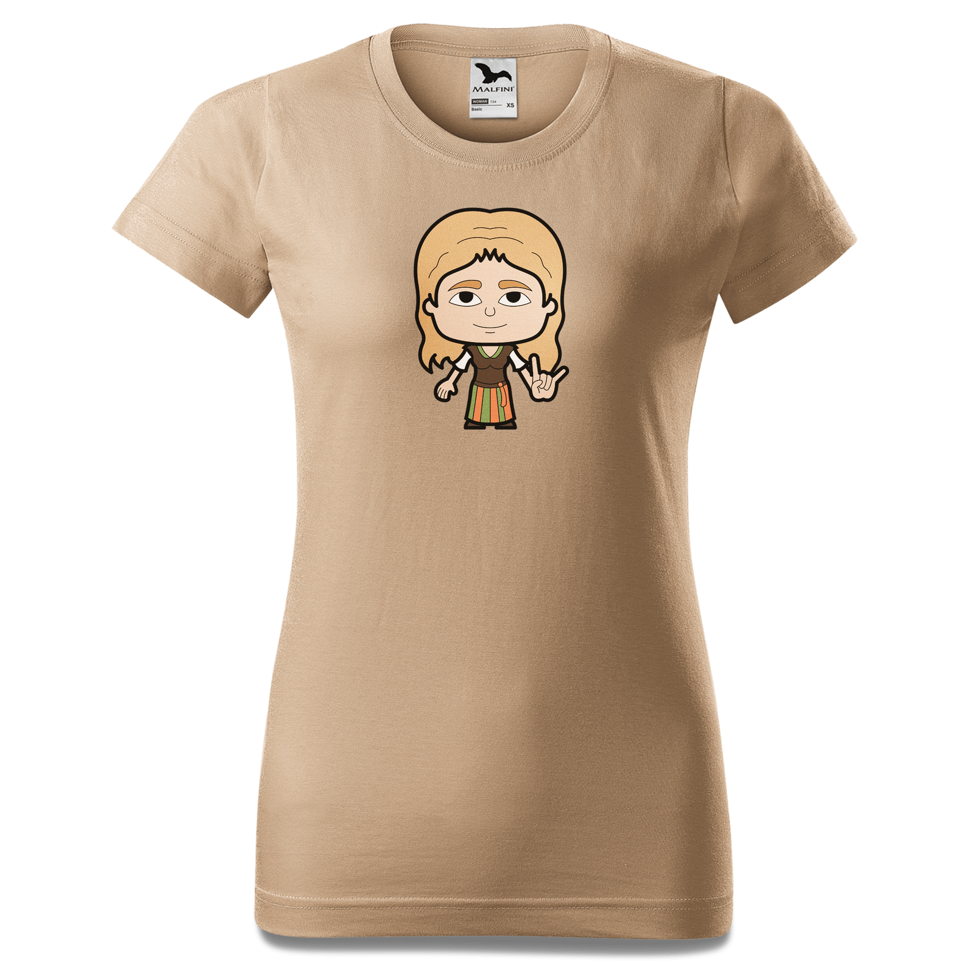 Die Sinzerin Rocking Fingers T Shirt Damen Sand Entleiten Front