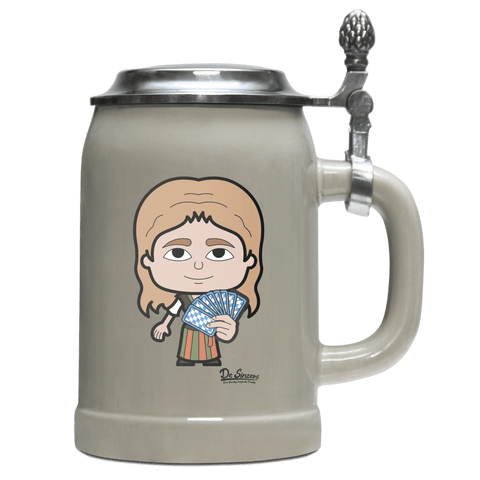 Die Sinzerin Schafkopfen Bierkrug 500ml Grau mit Deckel Hocheck Front