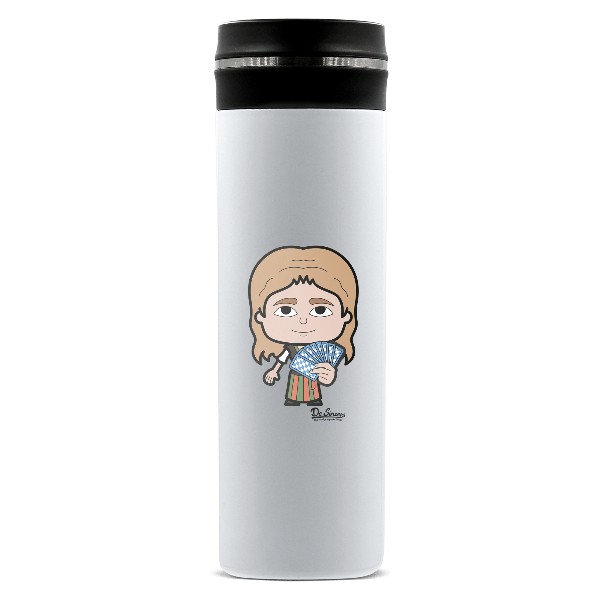 Die Sinzerin Schafkopfen Edelstahl Thermoflasche 450ml Weiss Geigelstein Front