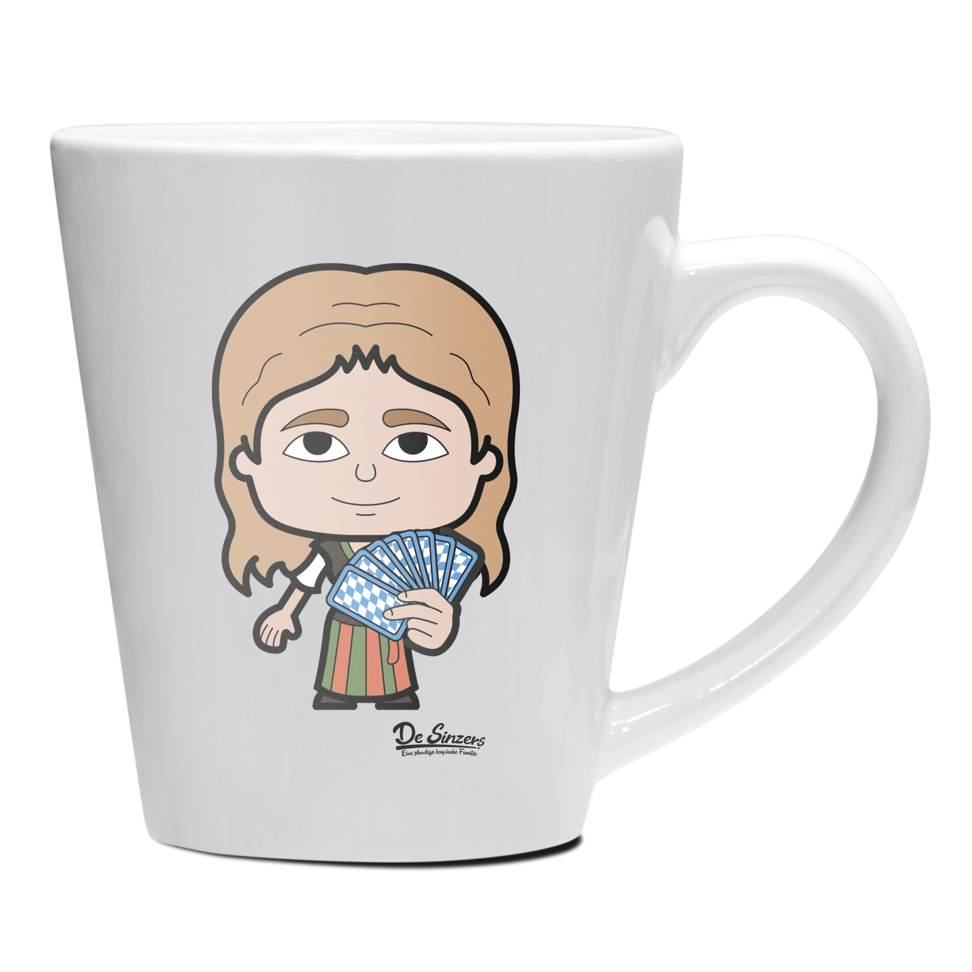 Die Sinzerin Schafkopfen Keramik Kaffeetasse 200ml Weiss Herzogstand Front