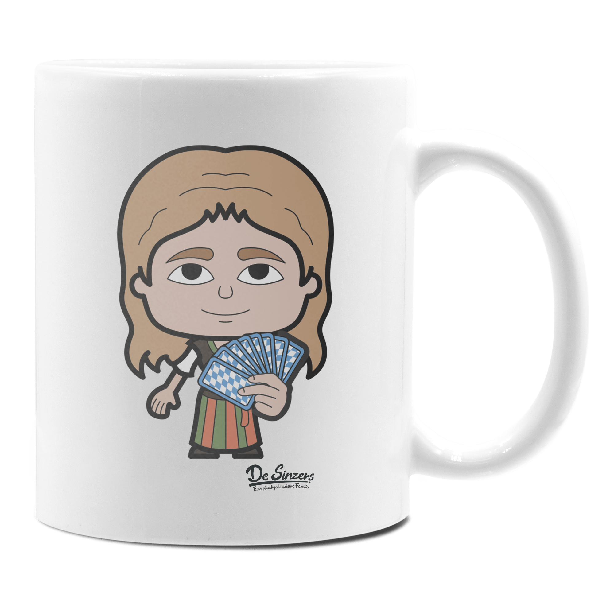 Die Sinzerin Schafkopfen Keramik Kaffeetasse 330ml Weiss Rampoldplatte Front