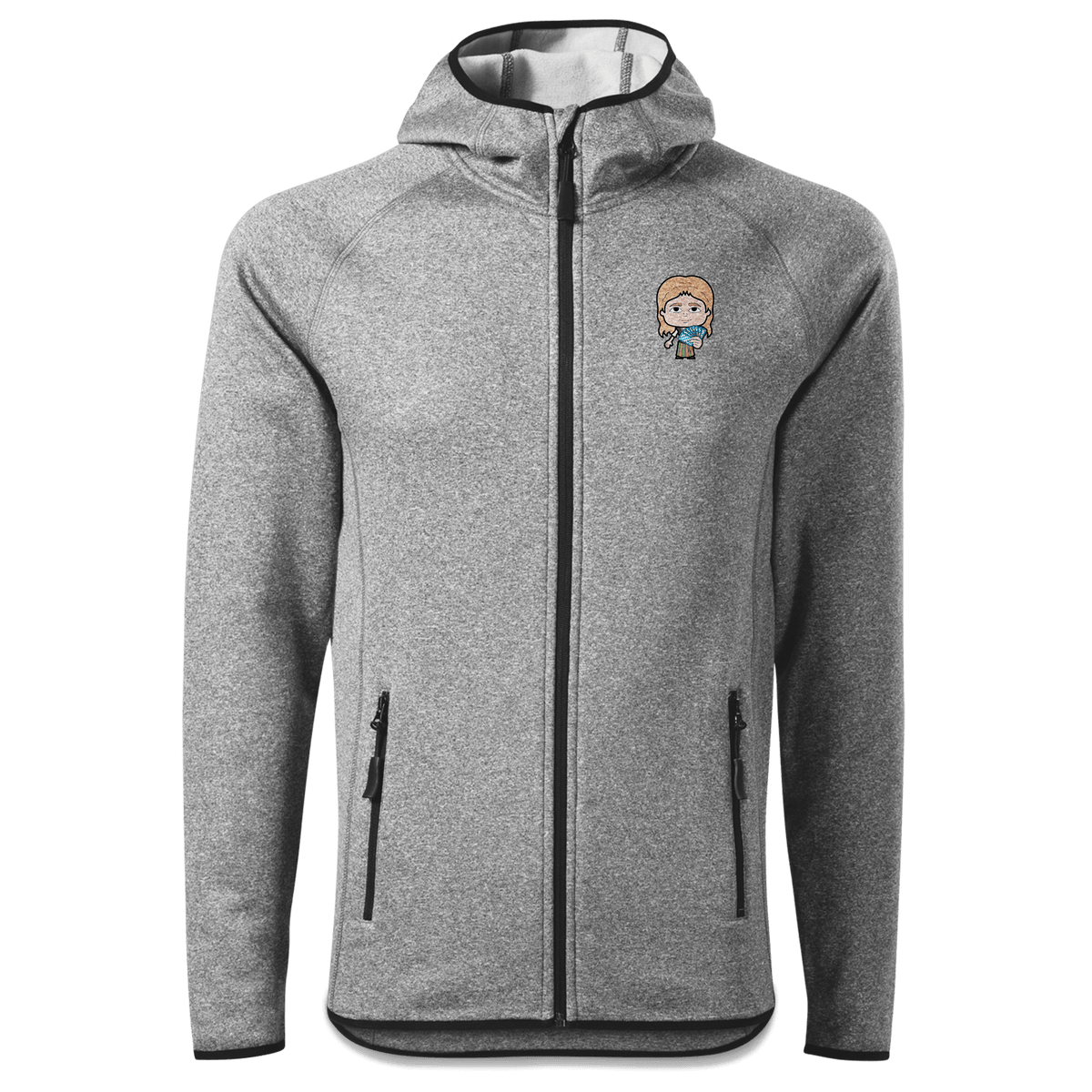 Die Sinzerin Schafkopfen Stretch Fleece Herren Grau Meliert Oed Front