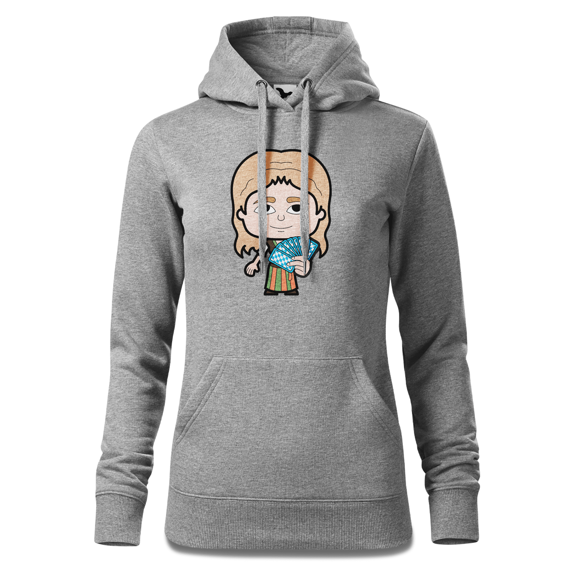 Die Sinzerin Schafkopfen Sweatshirt Hoody Damen Grau Meliert Kieling Front