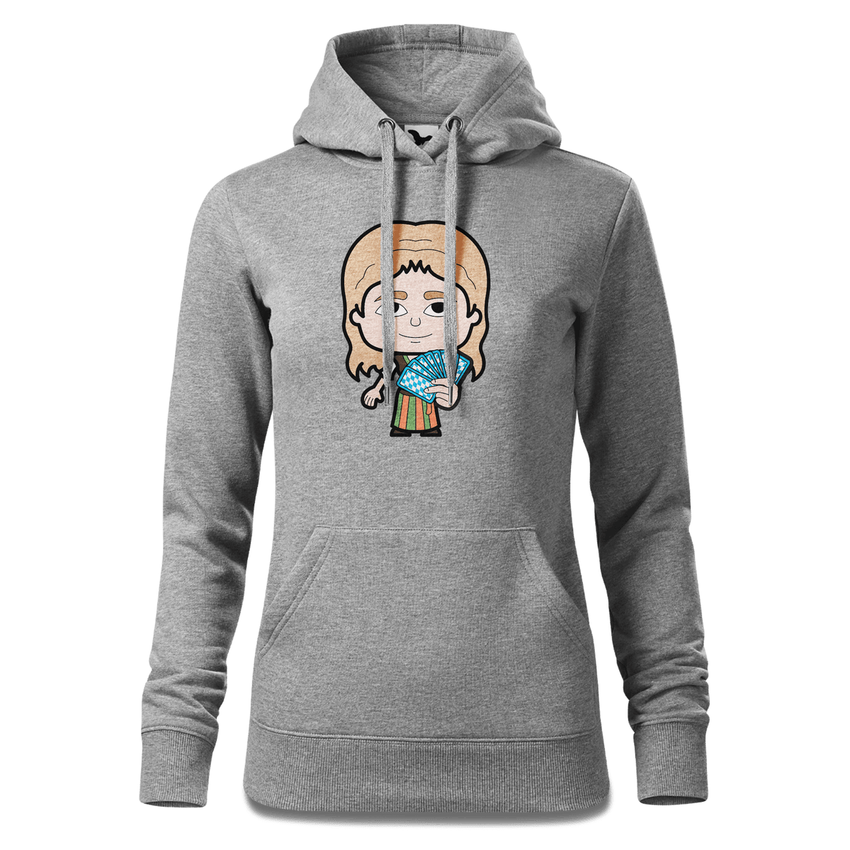 Die Sinzerin Schafkopfen Sweatshirt Hoody Damen Grau Meliert Kieling Front