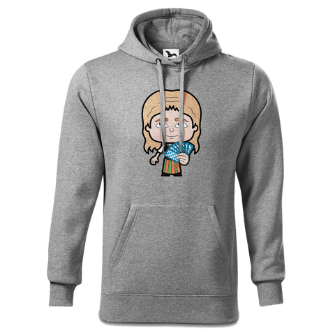 Die Sinzerin Schafkopfen Sweatshirt Hoody Herren Grau Meliert Pulvermuehle Front