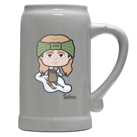 Die Sinzerin Skifahrer Bierkrug 1000ml Grau Zugspitze Front
