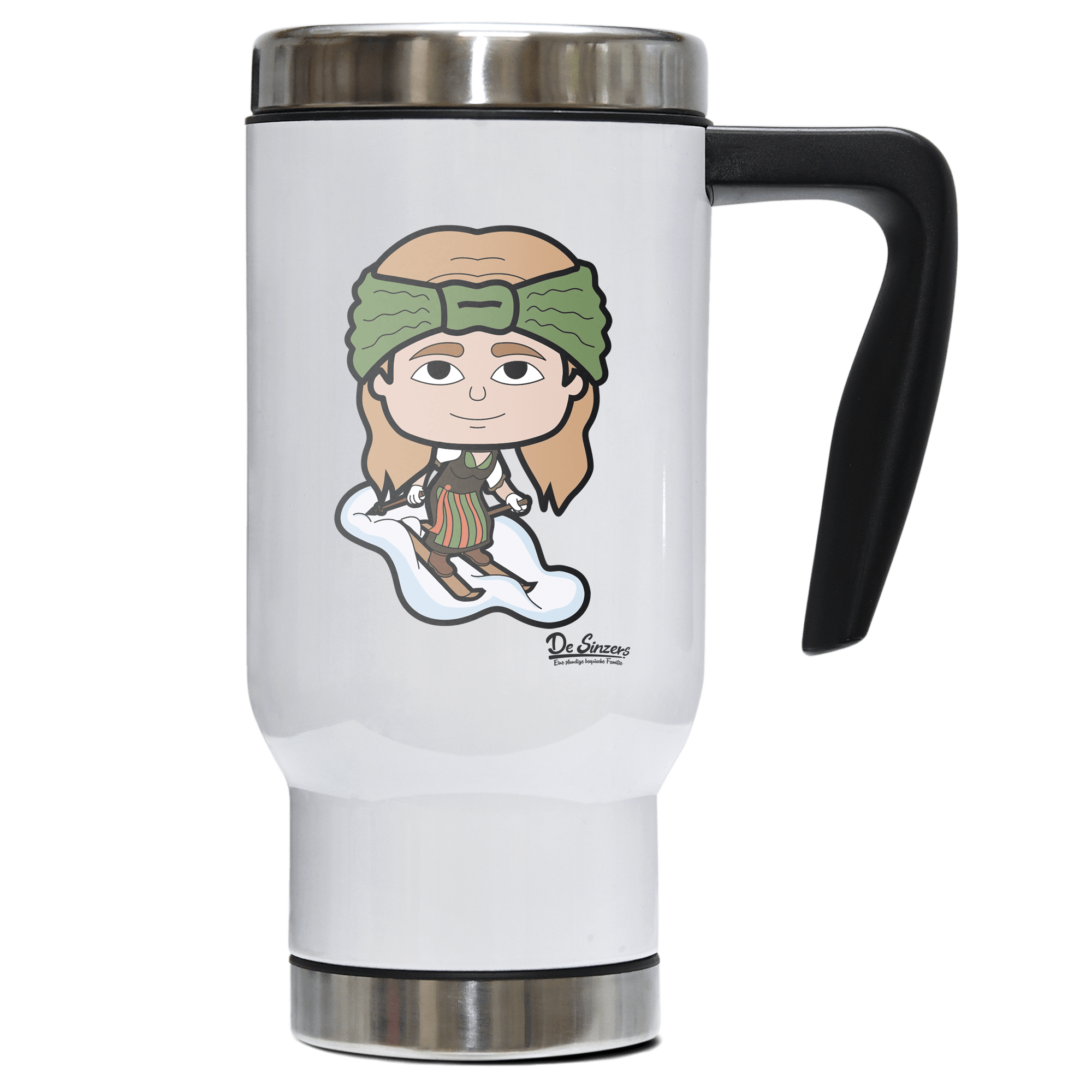 Die Sinzerin Skifahrer Edelstahl Thermobecher To Go 500ml Weiss Kindlwand Front