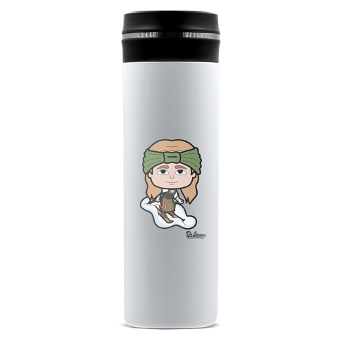 Die Sinzerin Skifahrer Edelstahl Thermoflasche 450ml Weiss Geigelstein Front