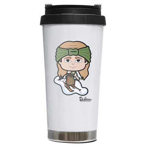 Die Sinzerin Skifahrer Edelstahl Trinkbecher To Go 470ml Weiss Wildbarren Front
