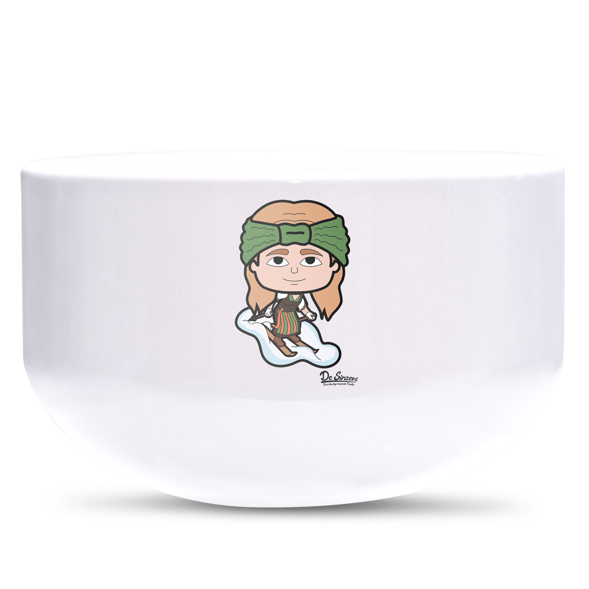 Die Sinzerin Skifahrer Keramik Mueslischale Weiss 600ml Staffelberg Front